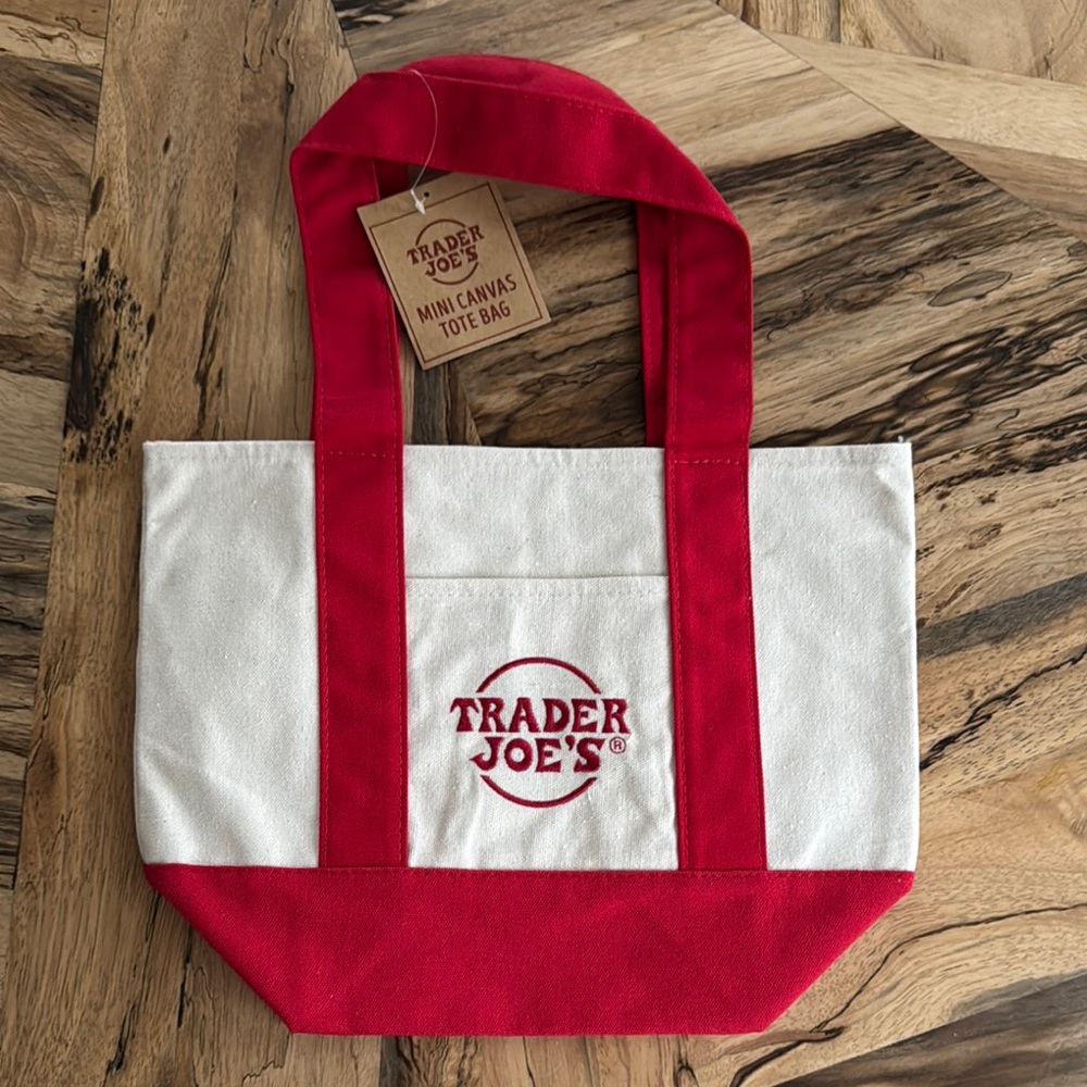 Red and White Mini Canvas Tote Bag